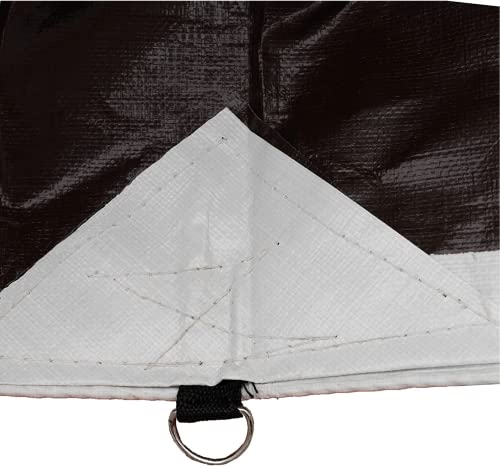 Watershed Innovations HydraTarp Premium Heavy-Duty 18 Mil Thick Waterproof White/Brown Reversible Tarp with D-Rings, 20 by 50 Feet - size: 20ft X 50ft