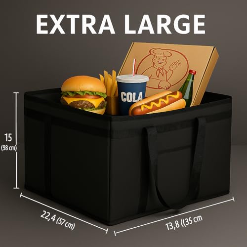 musbus 4 PACK catering bag for doordash 24W x 15H x 14D XXXL Insulated Food Delivery Bag Cooler Bags Keep Food Warm Catering Therma Cooler Bags Therma Shopper hot Black 24W x 15H x 14D hot boxes - color: Black, size: XXX-Large（24W x 15H x 14D）