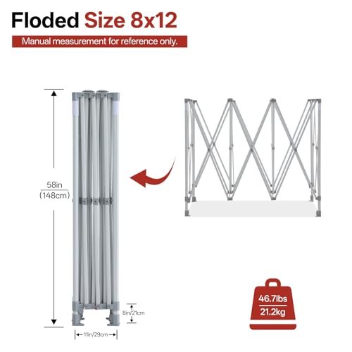 ABCCANOPY Easy Pop Up Canopy Tent with Sidewalls 8X12 Commercial -Series, White - color: White, size: 8X12