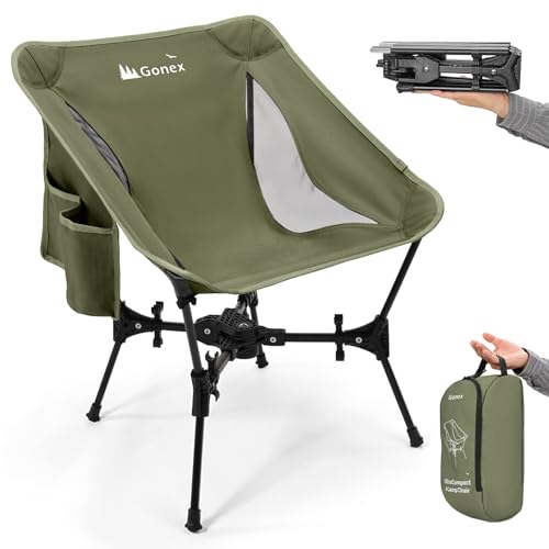 Gonex Portable Camping Chair, The 5th Gen Ultralight Compact Backpacking Foldable Lightweight Folding Chair for Outdoor Camp Hiking Beach Picnic Concert, Supports 330lbs (Army Green, 1 PCS) - color: Army Green