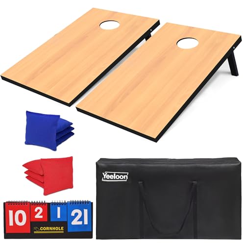 Cornhole Set, Regulation/Tailgate Size Cornhole Boards with 8 Bean Bags and Carrying Case, 4x2/3x2 Corn Hole Outdoor Game Toss Board for Adults Outside Activities - color: 3'x2' Natural Wood