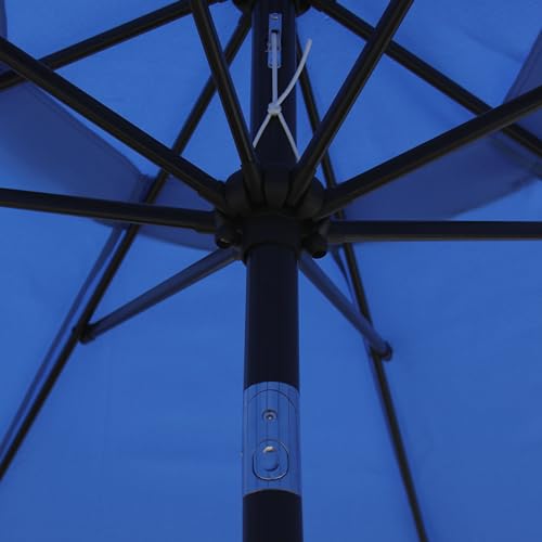 Blissun 9' Outdoor Patio Umbrella, Outdoor Table Umbrella, Yard Umbrella, Market Umbrella with 8 Sturdy Ribs, Push Button Tilt and Crank - color: Navy Blue
