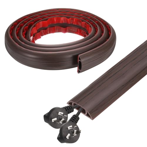 HARFINGTON 6ft Cord Cover Floor W0.6 x H0.33 Inner Channel PVC Hide Extension Cable Floor Wire Hider Wire Covers Protector for Prevent Cable Trips Cables Management, Wood Black - color: Wood Black, size: 6ft