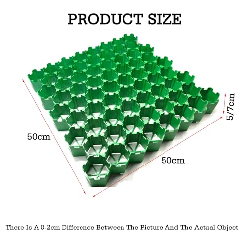 Gravel Ground Grid - 12-Piece Plastic Paving Slab Bases & Driveway Grids for Turf Grass Lawn Path & Gravel Drainage Mat - Durable, Easy Setup, Eco-Friendly - color: 7cm-16 Pieces