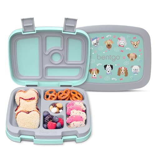 Bentgo Kids Prints Leak-Proof, 5-Compartment Bento-Style Kids Lunch Box - Ideal Portion Sizes for Ages 3-7, Durable, Drop-Proof, Dishwasher Safe, & PFAS & BPA-Free Materials (Puppy Love) - color: Puppy Love