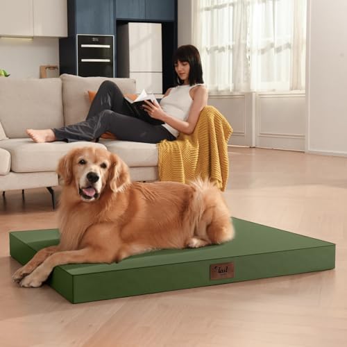 Outdoor Dog Bed for Small Dogs, Waterproof Dog Crate Bed for Medium Dogs Cats, Orthopedic Egg Crate Foam Pet Bed with Washable Removable Oxford Cover, Amy Green - color: Amy Green, size: 29.0"L x 18.0"W x 3.0"Th