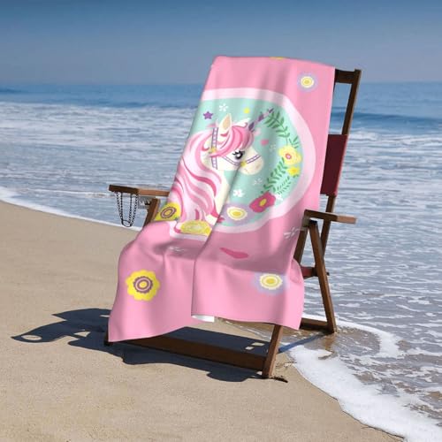 Cute Unicorn Beach Towel for Kids/Girls/Toddler/Baby, Personalized Microfiber Beach Towels Bulk, Quick Dry Beach Towel for Pool, Lightweight Bath Towels Oversized Clearance 30"x 60" - color: Unicorn2, size: 30"x 60"