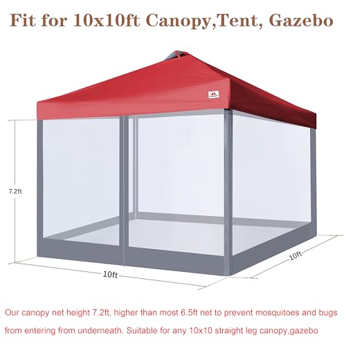 SCOCANOPY Replacement Mesh sidewall for Most 10x10 Canopy Or Gazebo,(Grey) - color: Gray, size: 10X10