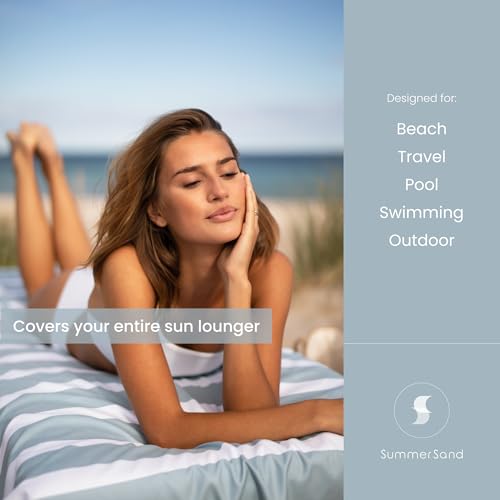 SummerSand Microfiber Beach Towel Extra Large (79 x 39.5 in) - Quick Dry, Sand Free - Compact and Lightweight for Travel - Recycled Materials - Travel Bag Incl - Oversized Pool Towel – Cloudy Blue - color: Cloudy Blue, size: 79x39.5"