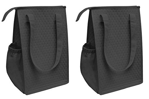 Thermo Tote Insulated Lunch Bag Wine Cooler Tote Reusable Tall Water Bottle Carrier for Adults Men Women (Pack of 2 for Price of 1) … (Pack of 2 - Black & Black - ST3091) - color: Pack of 2 - Black & Black - ST3091