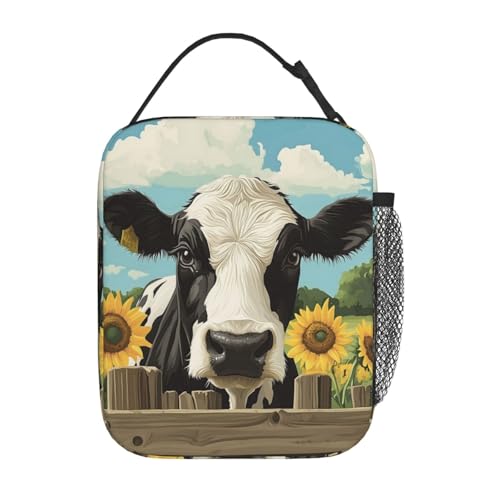Cow Lunch Box Insulated Lunch Bag for kids Girls Boys Women,Reusable Lunch Box Containers for Women Men,Durable Cooler Tote Bag Lunchbox for Office/School/Picnic - color: Cow02