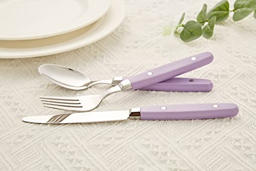 ANNOVA Silverware Set, Retro/Rivet Colorful Stainless Steel Tableware Kitchen Flatware Set Utensils, Includes Dinner Knives, Forks, Spoons, Salad Forks & Dessert Spoons (Lilac, 20 Pieces) - color: Lilac, size: 20 Pieces