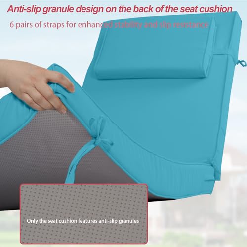 Chaise Lounge Cushions Outdoor 72x21x4 Inch, Patio Lounger Chair Cushion with Removable Cover, Fade Resistant Replacement Pad for Outdoor Furniture (Lake Blue, 72x21x4 inch) - color: Lake Blue