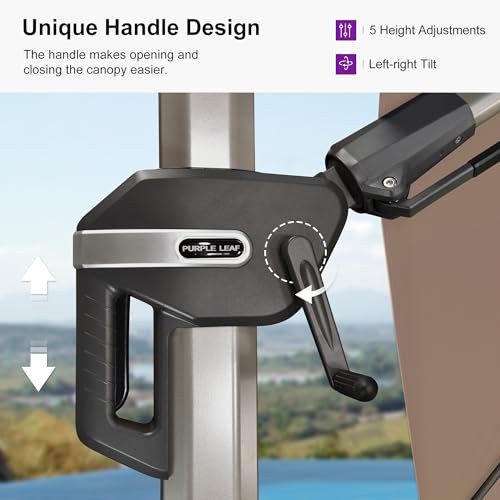 PURPLE LEAF 8' X 8' Left-right Tilting Patio Umbrella Outdoor Swivel Cantilever Umbrella Aluminum Offset Umbrella with Champagne Frame and 360-degree Rotation for Garden Deck Pool, Taupe - color: Taupe, size: 8' x 8'(Tilt)