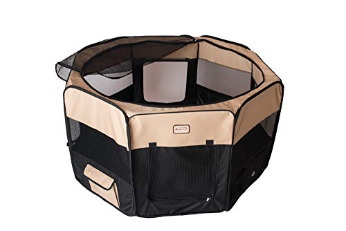 Armarkat Model PP003BGE-XL Portable Pet Playpen in Black and Beige Combo, Extra Large