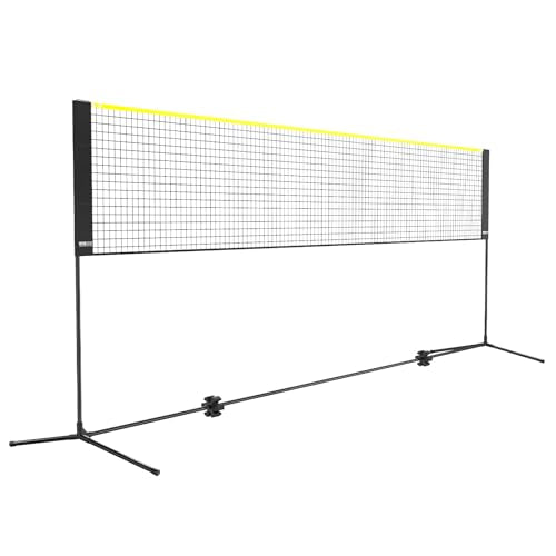 VEVOR Badminton Net, Height Adjustable Volleyball Net, Wide Foldable Pickleball Net, Portable Easy Setup Tennis Net Set with Poles, Stand and Carry Bag, for Kids Backyard Game Indoor Outdoor Use - size: 14ft