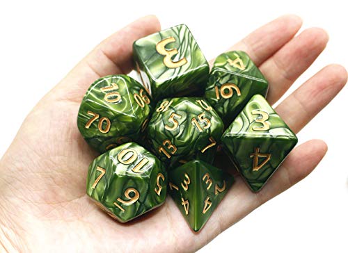 Dice- DND Polyhedral Dice Set 25mm Giant Dice for Dungeons and Dragons D&D Pathfinder RPG MTG Role Playing Dice with Dice Bag (Green) - color: Green