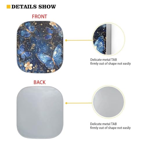 Blue Butterfly Automotive Window Sunshades 2 Piece Foldable Summer Outdoor Sun UV Rays Blocker Sun Visor Auto Protective Accessiors Universal Fit Most Cars - color: Blue Butterfly