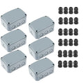 IP66 Outdoor Junction Box, Nineleaf 6PK Weatherproof Electrical Boxes with 24PK 20mm Cable Gland Kit(6 Set), PVC/ABS Plastic Enclosure Box Universal Watertight 4.9 x 3.3 x 2.3 inch (125x86x62mm) - color: 6PK, size: Medium+4*M20
