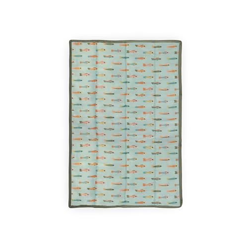 Little Unicorn 5'x5' Outdoor Family Picnic & Beach Blanket | Durable & Water-Resistant Fabric | Compact Fold & Easily Wipes Clean | Zipper Pocket (Minnow Pond) - color: Minnow Pond, size: 5 x 5