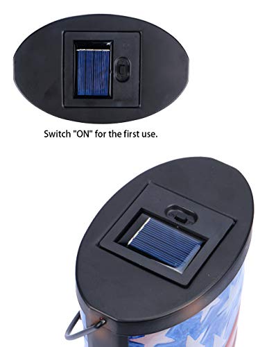 Hanging Solar Lantern Outdoor Decorative Waterproof LED Solar American Flag Lights Tabletop Lamp for Outdoor Patio Garden - style: American