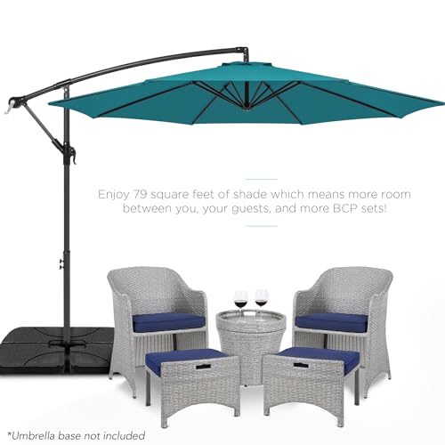 Best Choice Products 10ft Offset Cantilever Hanging Market Patio Umbrella, 8 Sturdy Ribs, Easy Adjustment - Cerulean - color: Cerulean, size: Offset