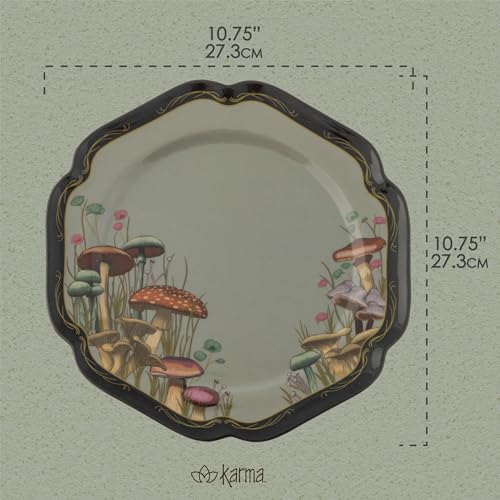 Karma, 8.75 inches Melamine Salad Plates Set of 4, Reusable Dishwasher Safe Plates for Outdoor and Indoor, Midnight Meadow - color: Midnight Meadow