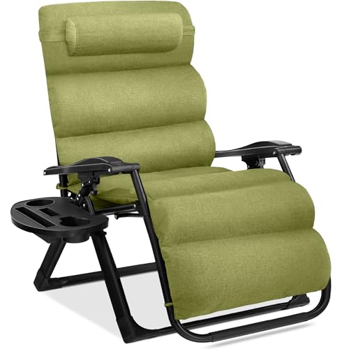 Best Choice Products Oversized Zero Gravity Chair, Folding Outdoor Patio Recliner, XL Anti Gravity Lounger w/Removable Cushion, Cup Holder, Side Tray, 350lb Capacity - Lime Green - color: Lime Green