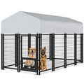 Vagger 7.8x4x4.9FT Outdoor Dog Kennel for Large Dogs,Extra Large Welded Wire Fence Playpen for Outside,Newly Upgraded Security Door Lock and Panel Connector/UV-Resistant Waterproof Roof Cover