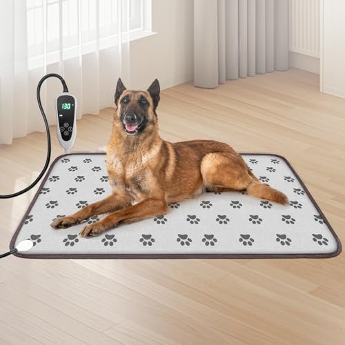 GOLOPET Extra Large Dog Heating Pad 47x30 in with Smart Thermostat Switch and Power Line Protection Tube,Obtained MET and UL Dual Certification,Waterproof Pet Heating pad-Paw Print - size: 47.0"L x 30.0"W x 0.5"Th