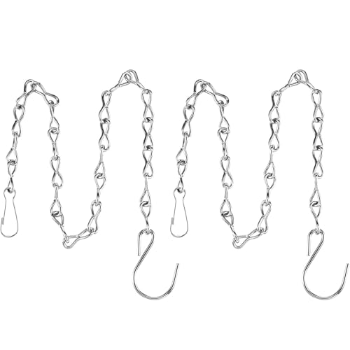2 Pack Hanging Chain for Bird Feeders, Planters, Lanterns and Ornaments (19.7 Inch, Silver) - color: Silver, size: 19.7 Inch