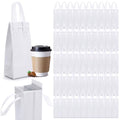 50 Pcs White Insulated Single Cup Drink Carrier Bags Bulk Thermal Insulation Take Away Bags Portable Takeout Coffee Carrier Reusable Carriers with Handle for Hot Cold Beverage - color: White