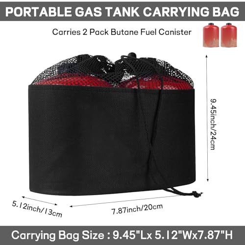2-Pack 1LB Padded Propane Cylinder Storage Bag, Oxford Fabric Gas Tank Protective Bag, Mesh & Drawstring Design Mini Fuel Cylinder Organizer for Outdoor Camping, Hiking & RV Trips