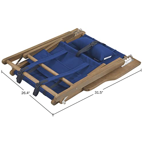 Lavish Home Set of 2 Beach Chair - Outdoor Weather-Resistant Wood Folding Chair with Backpack Straps - 4-Position Reclining Seat - Beach Essentials (Blue) - color: Blue, style: Set of 2