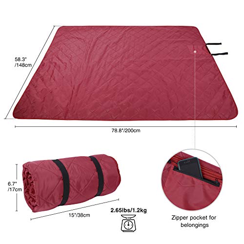 REDCAMP Large Waterproof Stadium Blanket for Cold Weather, Soft Warm Fleece Camping Blanket Windproof for Outdoor Sports, Red - color: Red/Dark Grey