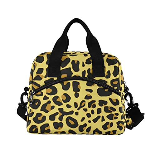 Cheetah Pattern Design Insulated Lunch Bag Reusable Lunch Tote Bag Cooler Bag for Women Men Adult Lunch Box with Adjustable Shoulder Strap Leakproof Lunch Bag for Work School Picnic Camping - color: Cheetah Pattern Design