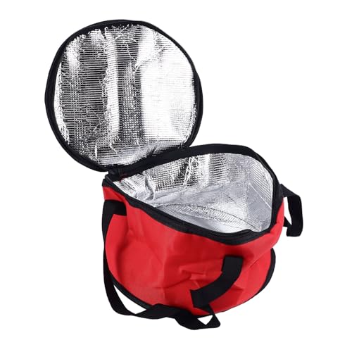 Haofy Round Insulated Casserole Carrier Bag for Picnic, Oxford Cloth, Reusable Cooler, Thermal Picnic Bag (red)