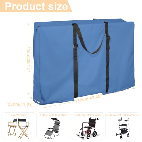 Large Outside Chair Storage Bag, Uranshin 600D Chair Carry Bag for Zero Gravity Chair, Heavy Duty Folding Lounge Chair Carrying Case Bags with Zippers 43" L x 11" W x 29" H (Blue - 2 Pack) - color: Blue - 2 Pack
