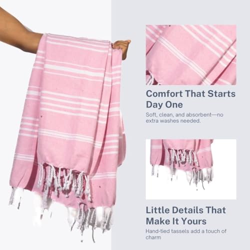 Cotton Turkish Beach Towel with Towels Oversized 36"x72" Pool Absorbent Extra Large Quick Dry Sand Travel Towel (Peony Plush, 2 Pack) - color: Peony Plush, size: 2 Pack