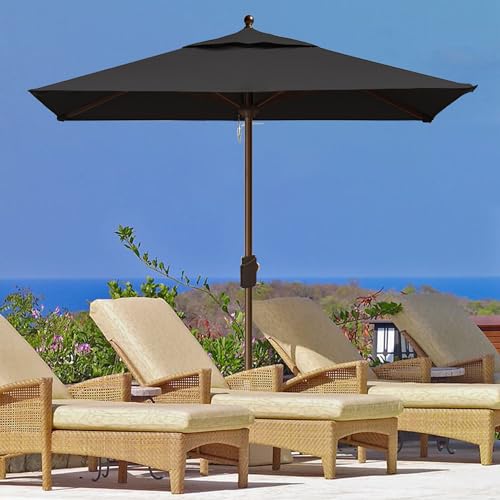 EliteShade USA 10-Year-Non-Fading 6x6Ft Square Market Patio Umbrella, UPF 50+ UV Protection Performance Sun Umbrella, Heavy Duty Commercial Grade Outdoor Table Umbrella with Crank, Windproof Vented Top for Garden, Pool, Deck and Outdoor Playsets, Black -