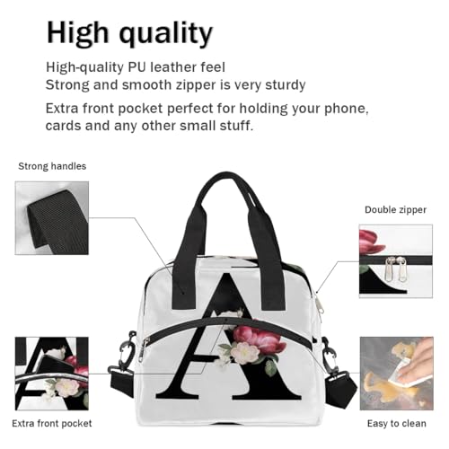 Letter A Insulated Lunch Bag for Women Men Reusable Waterproof Lunch Box Cooler Tote Bag One shoulder portable meal bag Portable Adult Lunchbox for Work Picnic Hiking Beach - color: Letter A