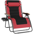 PHI VILLA XXL Oversized Padded Zero Gravity Chair, Foldable Patio Recliner, 30" Wide Seat Anti Gravity Lounger with Cup Holder, Support 400 LBS (Red) - color: Red, style: 1 Pcs