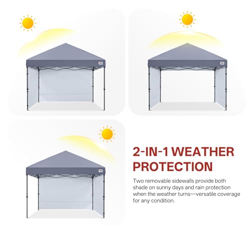 ABCCANOPY Easy Pop up Canopy Tent with 2 Sidewalls for Outdoor Sun Blocking or Rain Protection,8x8, Gray - color: Gray, size: 8x8