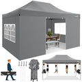 COBIZI 10x15 FT Heavy Duty Pop up Canopy with 4 Removable Sidewalls, Easy up Gazebo High Stability, All Weather Sunshade 100% Waterproof Outdoor Canopy Tents with Carry Bag, Gray - color: Gray, size: 10x15 with 4 sidewalls