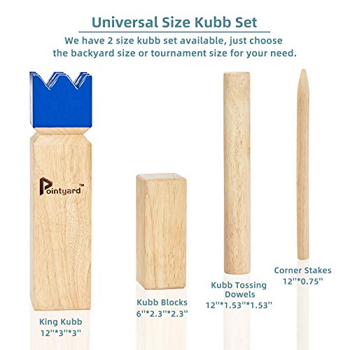 Kubb Yard Game Set for Adults & Families - Viking Chess Outdoor Heave Hardwood Wooden Toss Game with 10 Blocks, 6 Batons, Carrying Bag | Perfect for Backyard Party BBQ Lawn Camping Beach - color: Blue