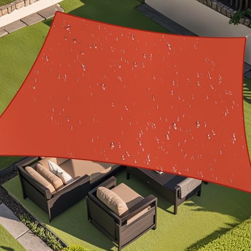 Amagenix Waterproof Sun Shade Sail 8'x10' Rust Red Shade Canopy Curved Edge 95% UV Blocking Awning Shelter for Outdoor Patio Backyard Garden Activities,Customized - color: Rust Red, size: 0 8' X 1 0', style: Waterproof Rectangular