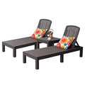 DIMAR GARDEN Outdoor Chaise Lounge, Pool Lounge Chair with Table, 3 Pieces Mocha - color: Grey, style: 3 Pieces