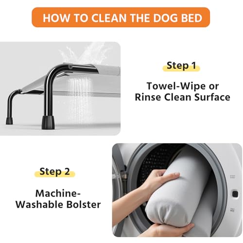 Simple Trending Elevated Dog Bed for Large Dogs, Cooling Raised Dog Cot with Bolsters, Breathable Pet Bed for Outdoor, 47.75" x 31", Grey - color: Grey