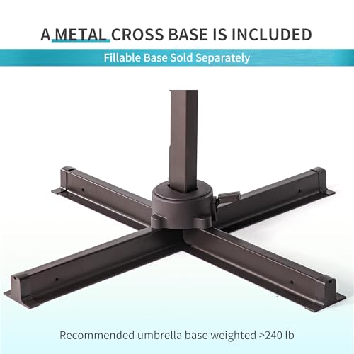 JZAC & QZYD 9x12 FT Outdoor Cantilever Patio Umbrella with LED Lights, Large Heavy Duty 2-Tier Aluminum Offset Umbrellas with 360-Degree Rotation for Pool Deck, Turquoise - color: Turquoise, size: 9'×12'