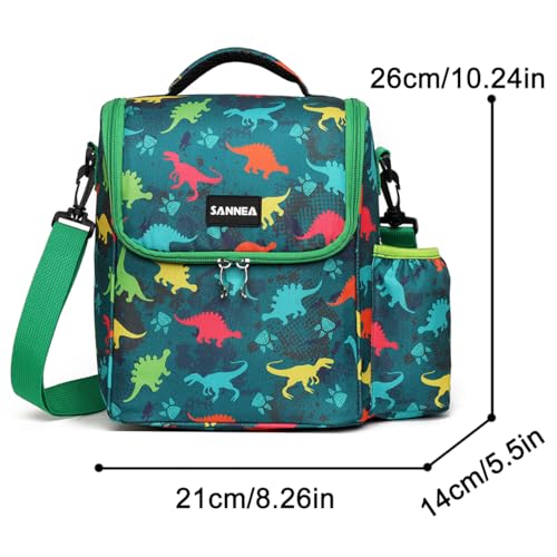 Reusable Lunch Bags Insulated Cooler Lunch Box Tote 7.5L Dinosaur Age Bento Bags With Side Water Bottle Pockets Removable Adjustable Strap - color: 7.5L Dinosaur Age